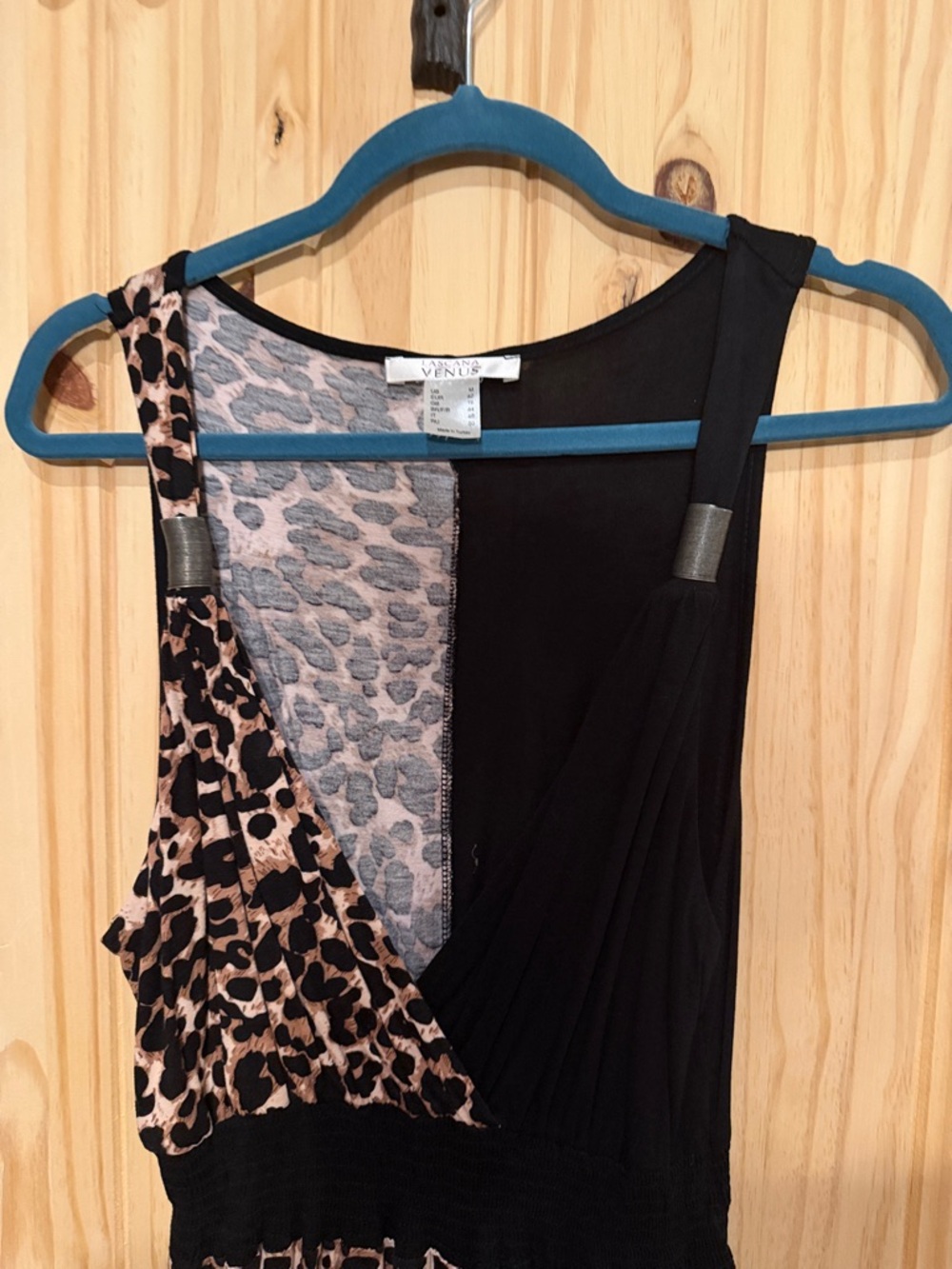 Sleeveless Black and Leopard Maxi Dress - Picture 3 of 4